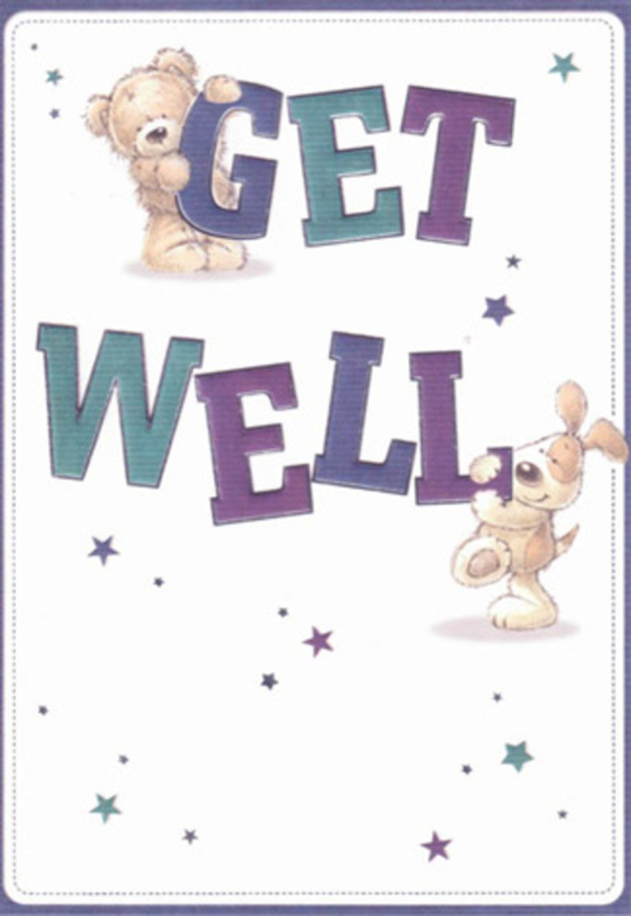 Celebrating gentle encouragement with every detail, this illustrated get well card is reminiscent of the kind of thoughtful gift you might find at a Harmondsworth florist, crafted especially for a loved one in need. Two cheerful companions-a fluffy teddy and a sweet, floppy-eared puppy-radiate warmth as they spring from the card, surrounded by playful, shimmering stars floating like good wishes on a calm Harmondsworth morning. Bold typography in shades of purple and aqua feels both inviting and grounded, offering a message of solid reassurance as steady as the community itself. The bear's soft, textured fur and the puppy's silky ears nearly beg to be touched, creating an emotional link between sender and receiver-much like the feeling when you hold a freshly arranged bouquet. There's a clarity and lightness to the composition that mimics the open green spaces nearby, making it ideal for lifting the mood of anyone feeling under the weather. Imagine accompanying this card with a delivery of bright seasonal stems from a local favorite; together, the gesture would radiate pure positivity and heartfelt care. This card's joyful, airy mood is an invitation to healing and happiness, sharing the neighbourly support Harmondsworth is known for.