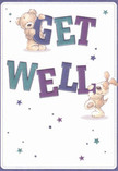 Bright and inviting, this cheerful get well card springs to life with the warmth and optimism so often found in Harmondsworth's tight-knit community. Two lovable figures-a soft, round teddy bear and an exuberant puppy-hold and balance bold 'Get Well' letters, their expressive faces offering encouragement and support. The mix of indigo and teal hues in the text stand confidently against the smooth cream background, reminiscent of the early morning light in the village. Little stars in shades of blue and purple twinkle around them, lending a dreamlike sparkle akin to the reflections on the village pond. The card's plush fur textures and gentle shading create an almost touchable softness, echoing the comforting embrace of a thoughtful bouquet. Sent with a delivery of fresh blooms from Flowers Harmondsworth, this card's heartfelt message provides an emotional salve, perfect for anyone in the area who could use an uplifting reminder of the care and connection that surround them. Every element-from colour choices to serene composition-blends into a picture of genuine kindness and hope, the kind of support that brightens recovery days here in Harmondsworth.